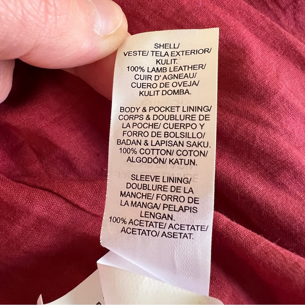 Lucky Brand 100% Lamb Leather Red Moto Jacket - Picture 16 of 16